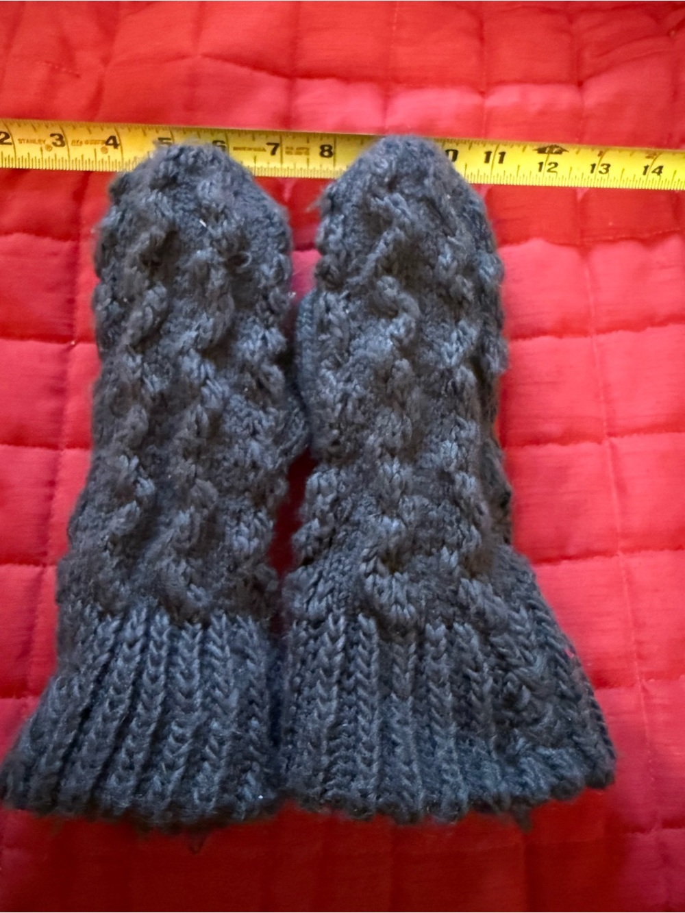Hand-Knit Gray Cable Knit Mittens
